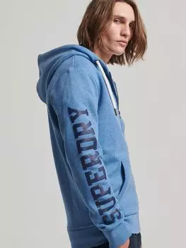 Спортивная толстовка на молнии для спортзала Superdry, бережливый синий марл