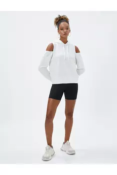 Спортивная толстовка с капюшоном и длинными рукавами, украшенная окном Koton, белый