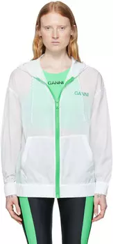 Спортивная толстовка с капюшоном из эксклюзивного белого переработанного нейлона SSENSE GANNI