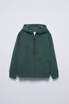 Спортивная толстовка с карманом ZARA, зеленый