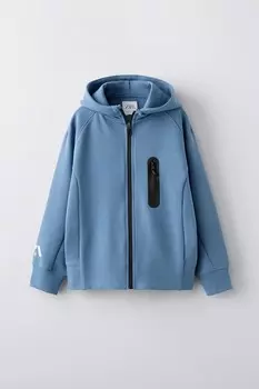 Спортивная толстовка с молнией ZARA, средне-синий