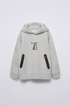 Спортивная толстовка с молниями ZARA, серый/синий