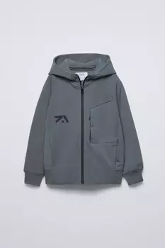 Спортивная толстовка с тисненым рисунком ZARA, серый/синий