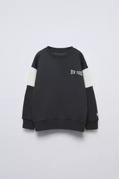 Спортивная толстовка с вышивкой ZARA, антрацитово-серый