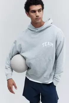 Спортивная толстовка свободного кроя H&M, серый