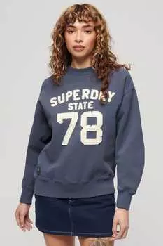 Спортивная толстовка свободного кроя с аппликацией Superdry, синий