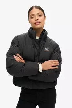 Спортивная укороченная куртка пуховик Superdry, черный