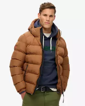 Спортивная ватная куртка с капюшоном Superdry, коричневый