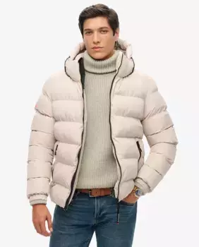 Спортивная ватная куртка с капюшоном Superdry, светло-серый