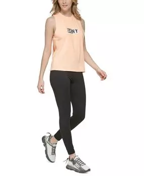 Спортивная женская двухцветная майка с логотипом DKNY