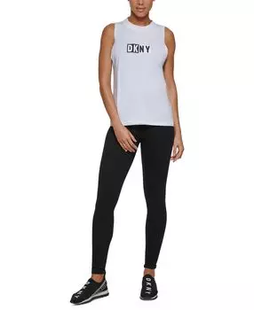 Спортивная женская двухцветная майка с логотипом DKNY, белый