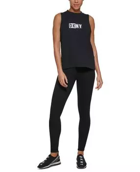Спортивная женская двухцветная майка с логотипом DKNY, черный