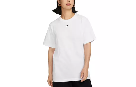Спортивная женская футболка с круглым вырезом и логотипом, белая Nike