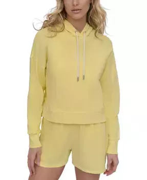 Спортивная женская хлопковая худи с вышитым логотипом DKNY, синий