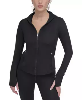 Спортивная женская толстовка Balance Compression Zip Hoodie с молнией DKNY, черный