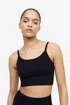 Спортивное бра DryMove с легкой поддержкой H&M, черный