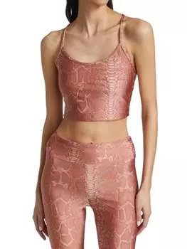 Спортивное Бра Koral leah с эффектом металлик и змеиным принтом, розовый