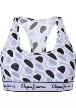 Спортивное бюстье Pepe Jeans "Blue Nation Print", белый