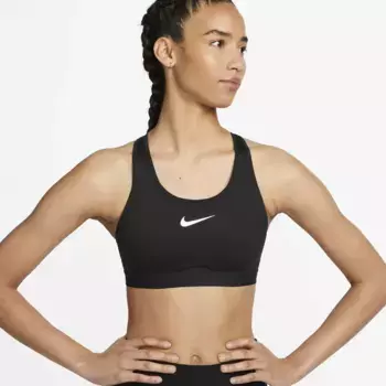 Спортивное бюстгальтер Nike "Dri-FIT Swoosh Women's Sports Bra с высокой поддержкой", цвет Black/Black/Dk Smoke Grey/White