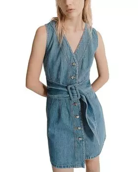 Спортивное джинсовое платье цвета авокадо Marella, синий