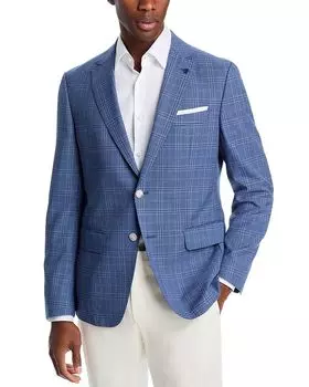 Спортивное пальто Hutson Tonal Plaid Slim Fit BOSS, синий