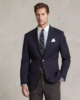 Спортивное пальто из шерстяного твила Polo Ralph Lauren, синий
