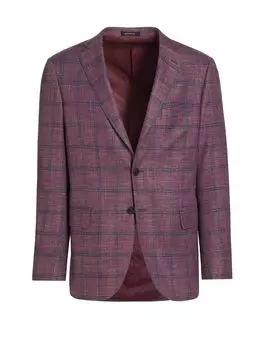 Спортивное пальто из смесовой шерсти в клетку Saks Fifth Avenue, фиолетовый