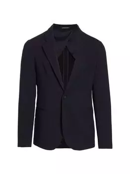 Спортивное пальто из текстурированной шерсти Emporio Armani, нави