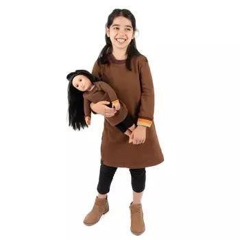 спортивное платье для девочек и подходящее кукольное платье Leveret, коричневый