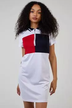 Спортивное платье на молнии с цветными блоками Pink Vanilla, белый