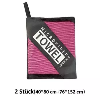 Спортивное полотенце из 2 предметов, комплект пляжных банных полотенец с прямоугольным сетчатым карманом, полотенце для фитнеса, спортивные полотенца, размер: 40 x 80 + 76 x 152 см, светло-голубой. DQQ, розовый