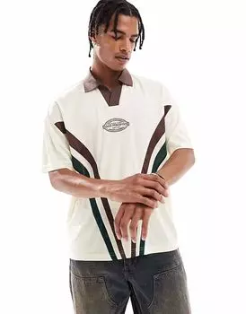 Спортивное ретро-поло Pull&Bear цвета экрю