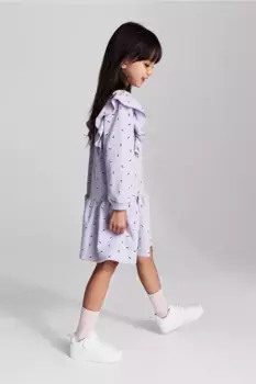 Спортивное трикотажное платье с рюшами H&M, фиолетовый