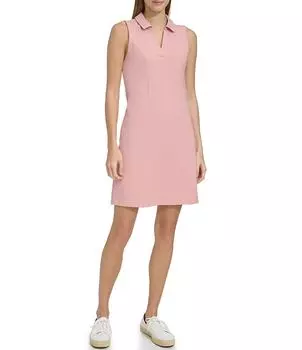 Спортивное трикотажное теннисное платье без рукавов с V-образным вырезом и V-образным вырезом Andrew Marc Andrew Marc Sport, розовый