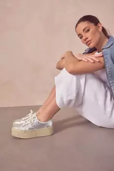 Спортивные эспадрильи Forever Comfort на толстой платформе со шнуровкой Next, серебряный