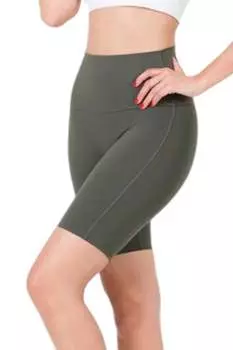 Спортивные байкерские шорты с высокой талией в пепельно-сером цвете ZENANA, серый