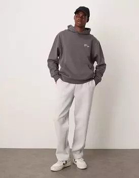 Спортивные брюки ASOS DESIGN из плотной ткани с прямыми штанинами и защипами серого меланжевого цвета