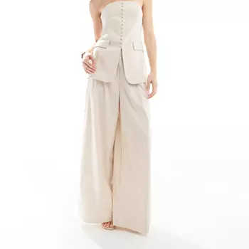 Спортивные брюки Asos Edition Premium Tailored Super Wide Leg, светло-бежевый