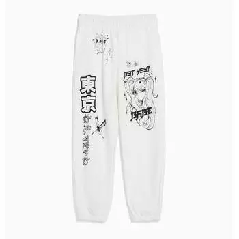 Спортивные брюки Bershka Plush Print, белый