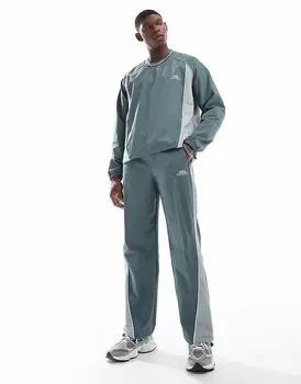 Спортивные брюки Bershka Retro Sport со вставками зеленого цвета