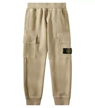 Спортивные брюки Compass из хлопка Stone Island Junior, цвет natural beige