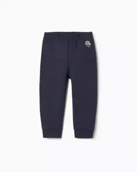 Спортивные брюки для девочки с манжетами и блестящими деталями Zippy, тёмно-синий