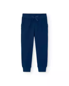 Спортивные брюки для девочки с наружными карманами и эластичным поясом Boboli, темно-синий