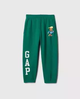 Спортивные брюки для мальчика с эластичной резинкой на талии и щиколотке и логотипом бренда Gap, зеленый
