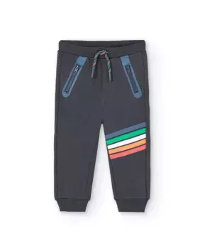 Спортивные брюки для мальчика с карманами на молнии и кулиской Boboli, серый