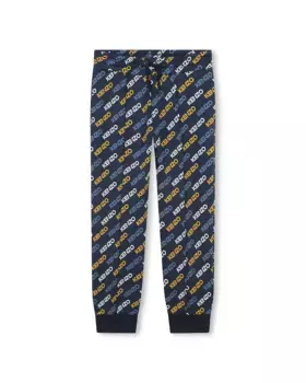 Спортивные брюки для мальчика с монограммным принтом и кулиской Kenzo Kids, темно-синий
