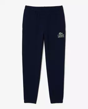 Спортивные брюки-джоггеры с фирменным принтом Lacoste, темно-синий