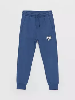 Спортивные брюки-джоггеры с принтом и эластичной резинкой на талии для мальчиков LCW Kids, светло-темно-синий