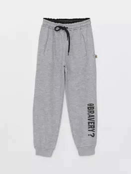 Спортивные брюки-джоггеры с принтом и эластичной резинкой на талии для мальчиков Ml Kids, серый меланж