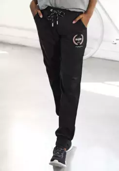 Спортивные брюки H.I.S "lounge Pants" с вышивкой и принтом логотипа, костюм для отдыха, черный